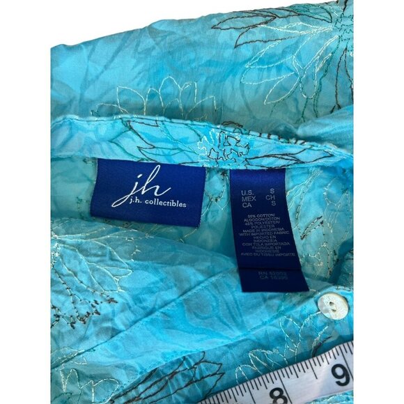 JH Collectibles Women's Turquoise Buttoned Down Top - Picture 4 of 5
